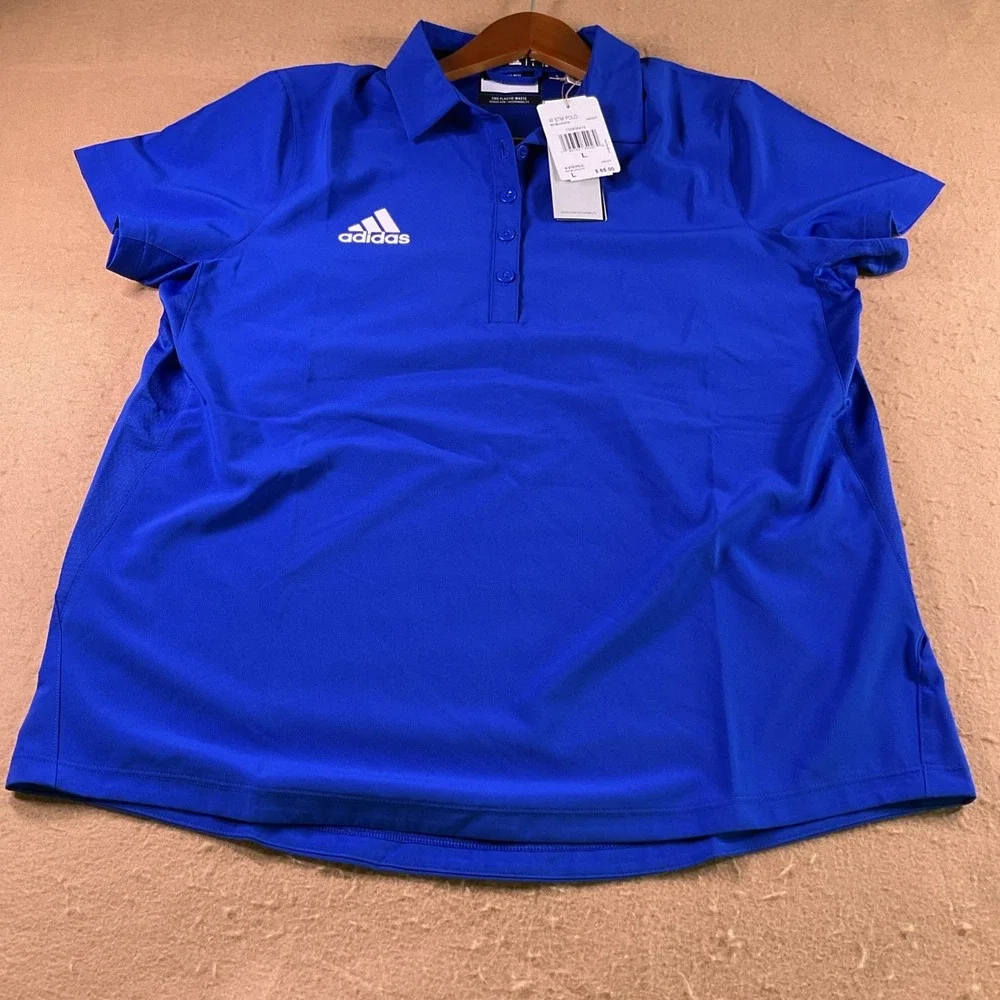 Adidas W STM Polo Womens Royal Blue White Golf Shirt HG7477 Size L NWT